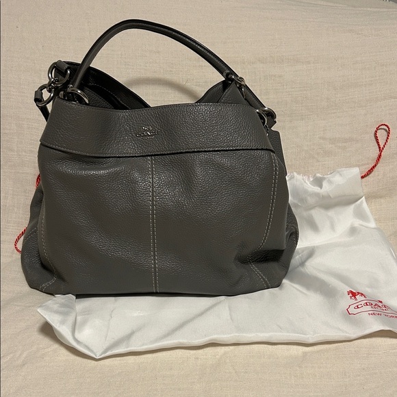 Coach Handbags - Coach  Gray Leather Shoulder Bag